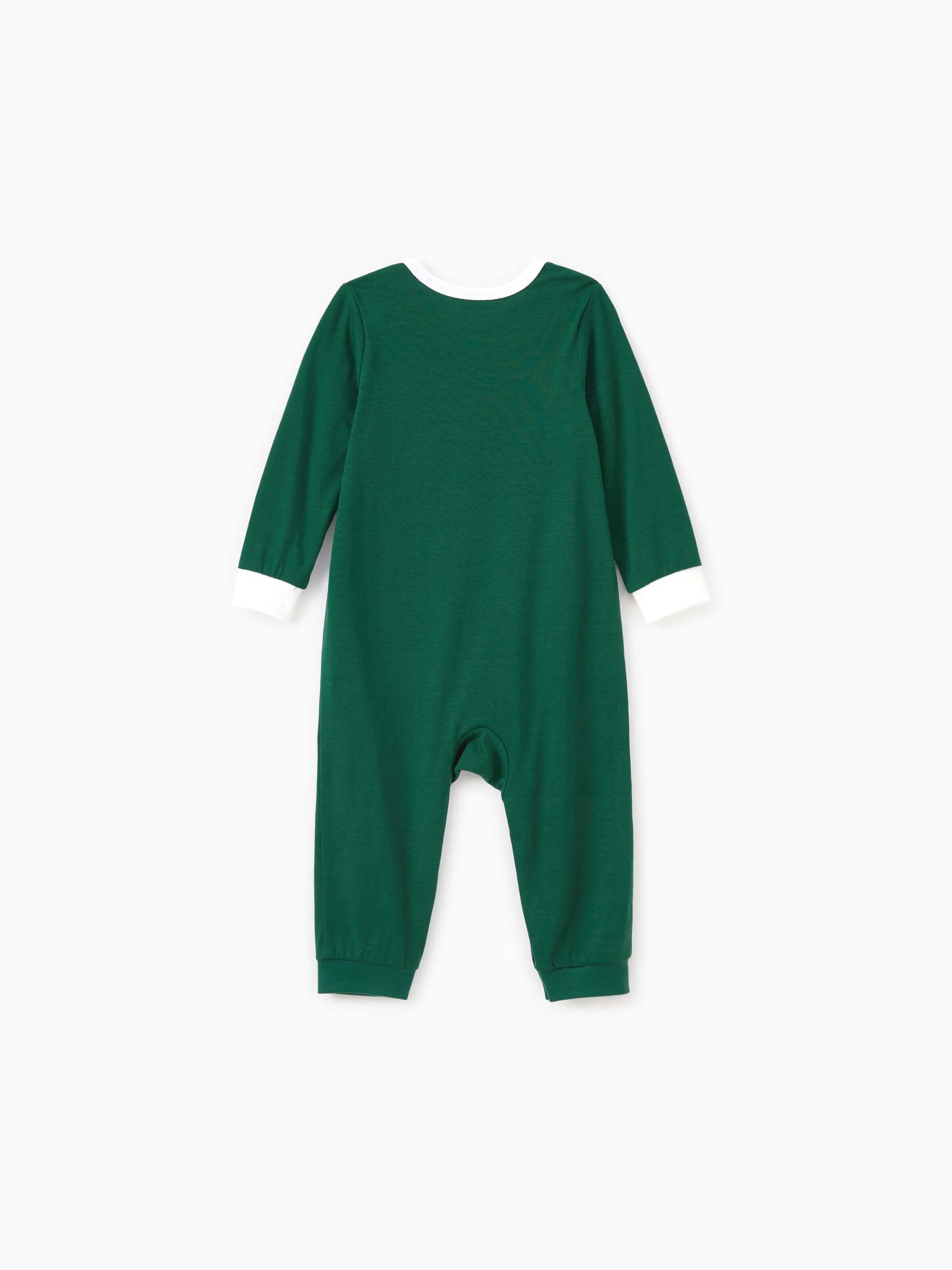 Christmas Family Matching Glow in the Dark Reindeer Tops Allover Pattern Pants Pajamas Sets with Christmas Socks blackishgreen