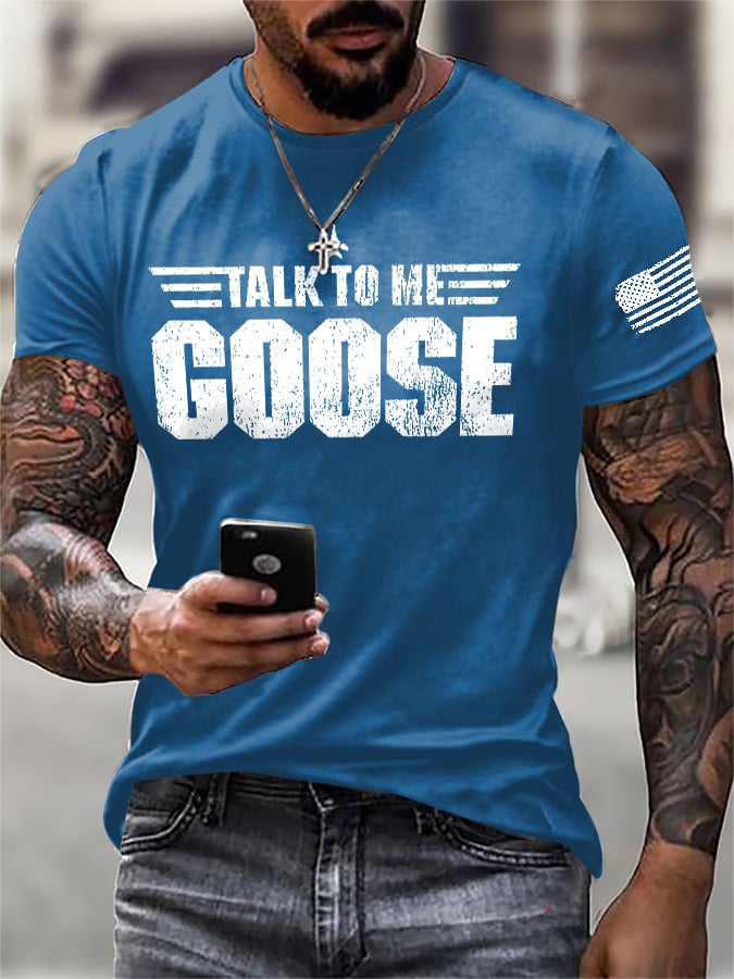 Men's Retro Talk To Me Goose Print T-Shirt