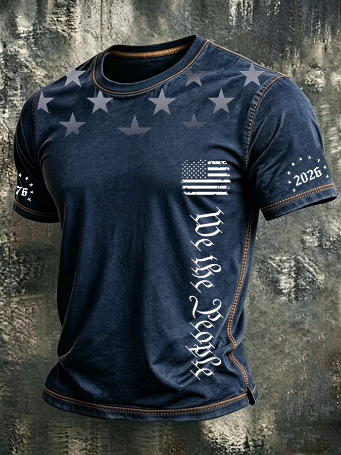Men'S American Flag Printed Casual T-Shirt