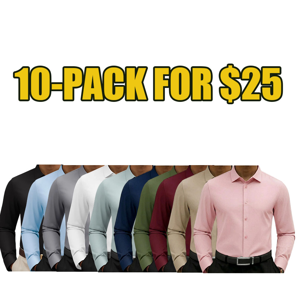 👔 Men’s Premium Silk Touch Dress Shirt – Wrinkle-Resistant Long Sleeve Button Down