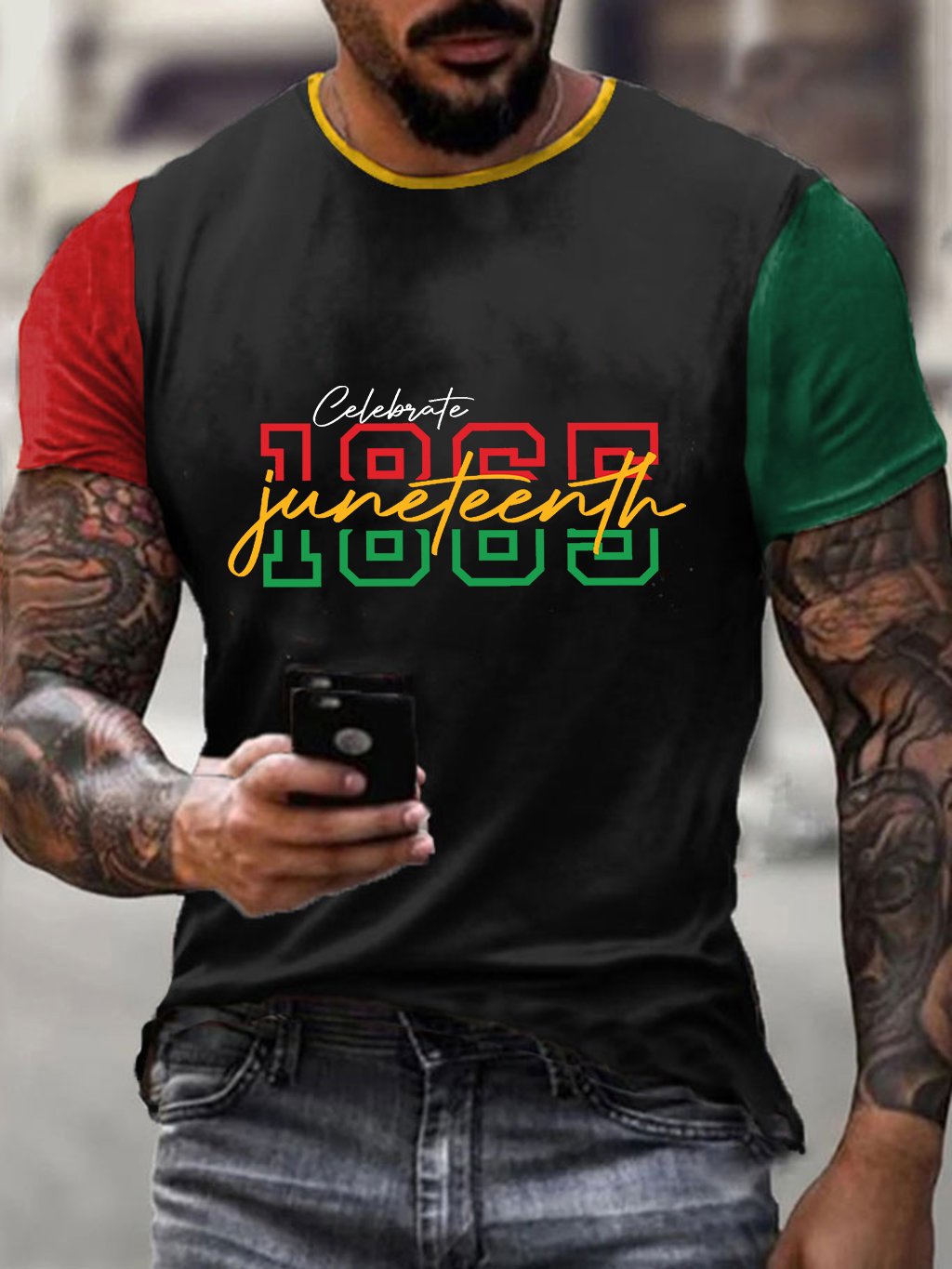 Men's Black History1865 Juneteenth Print T-Shirt