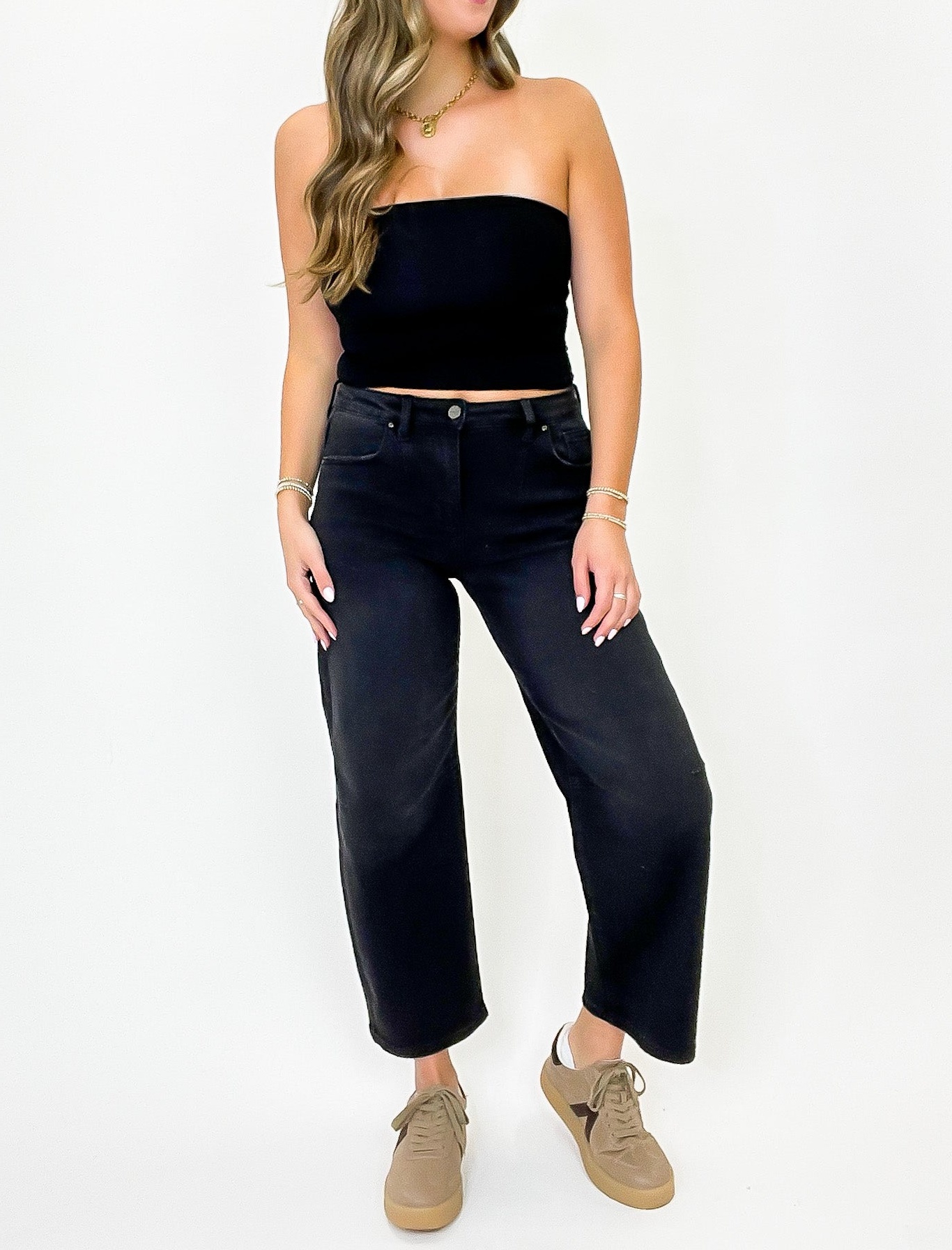 Ridgeway Mid Rise Fit Crop Wide Barrel Leg Jeans