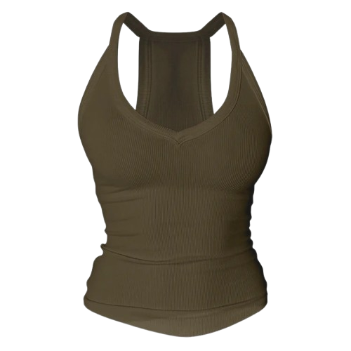 V Neck Cotton Tank Tops with Shelf Bra