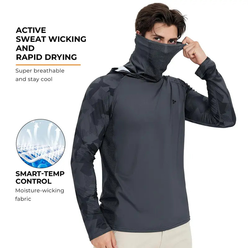 Men's Sun Protection Hoodie (with Face Mask/Neck Gaiter) — UPF 50+ UV Protection