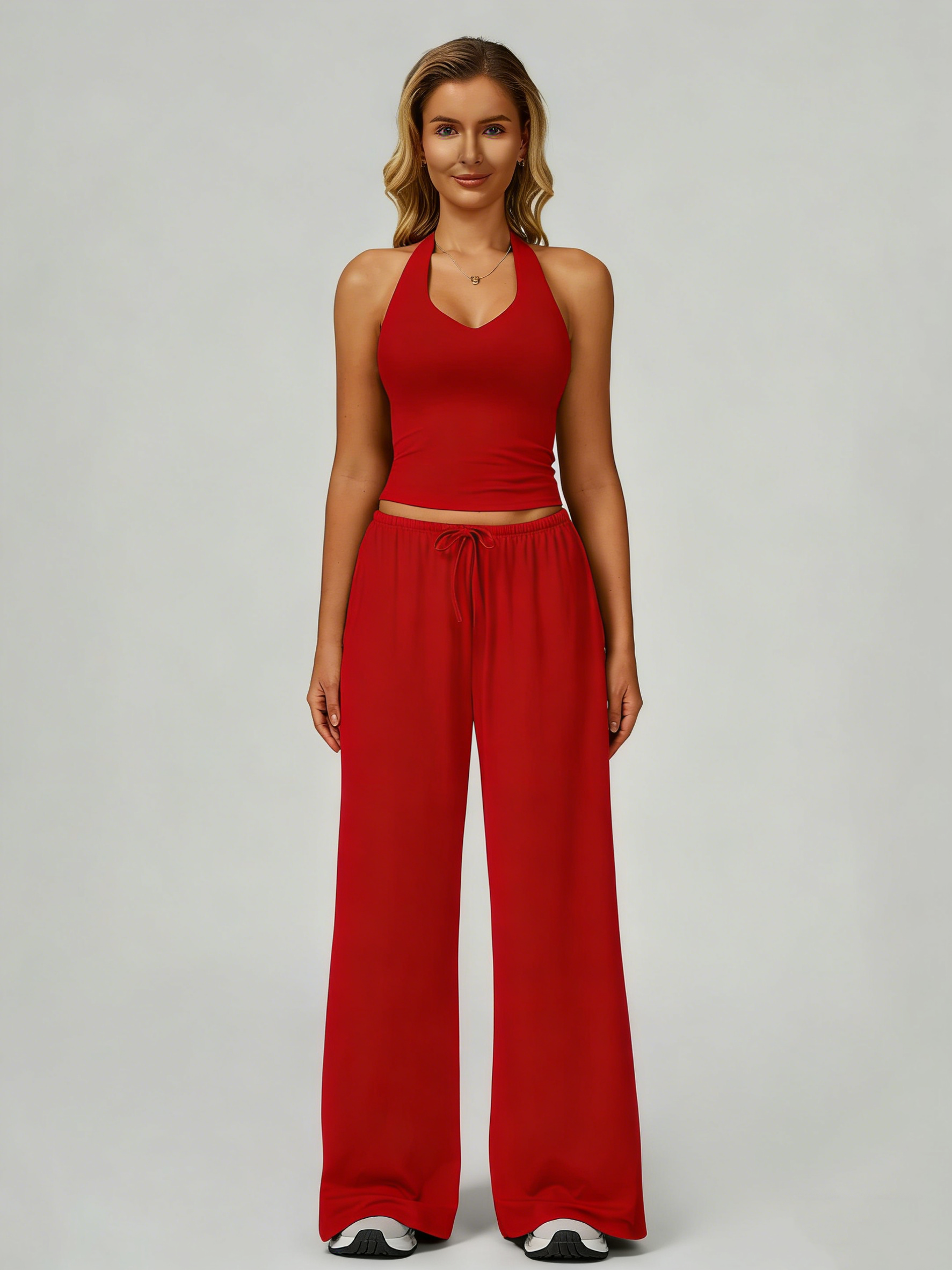 Women's Halter Top & Wide Leg Pants Sports Set
