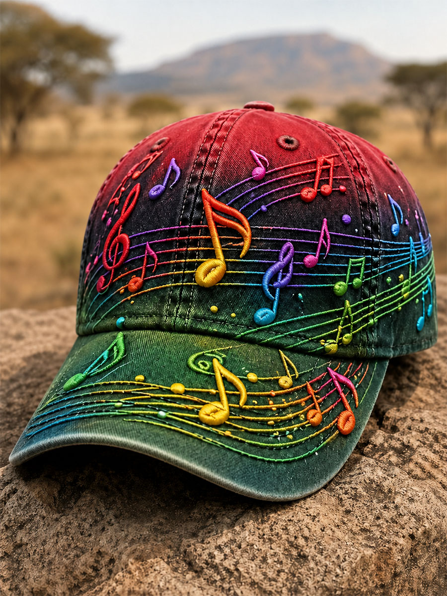 Rainbow Gradient Music Baseball Cap