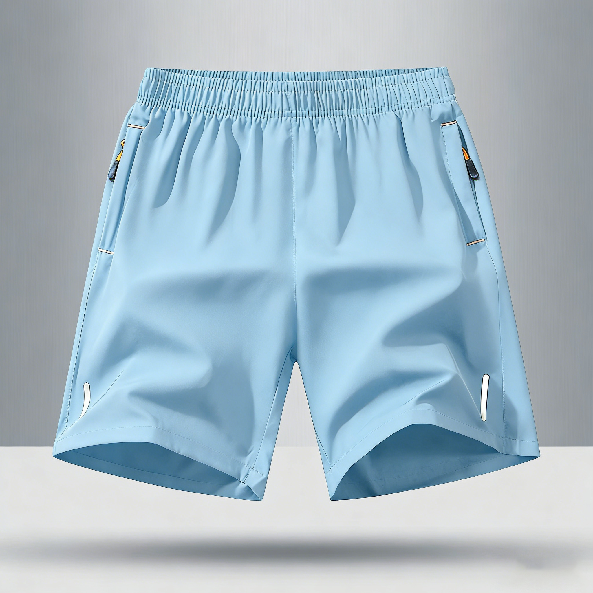 Men's Solid Color Zipper Pocket Shorts
