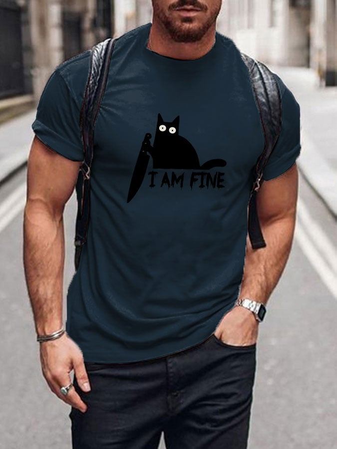 Men's Halloween I'm Fine Print Short Sleeve T-shirt
