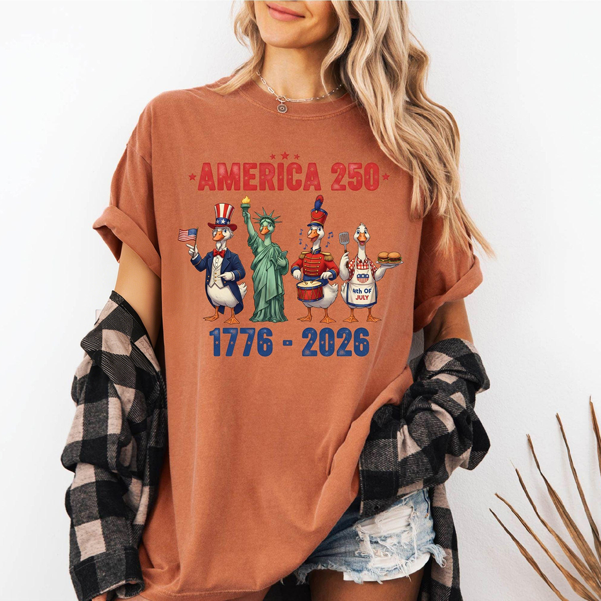 Women's Casual Multi-Color American 250 Printed T-Shirt