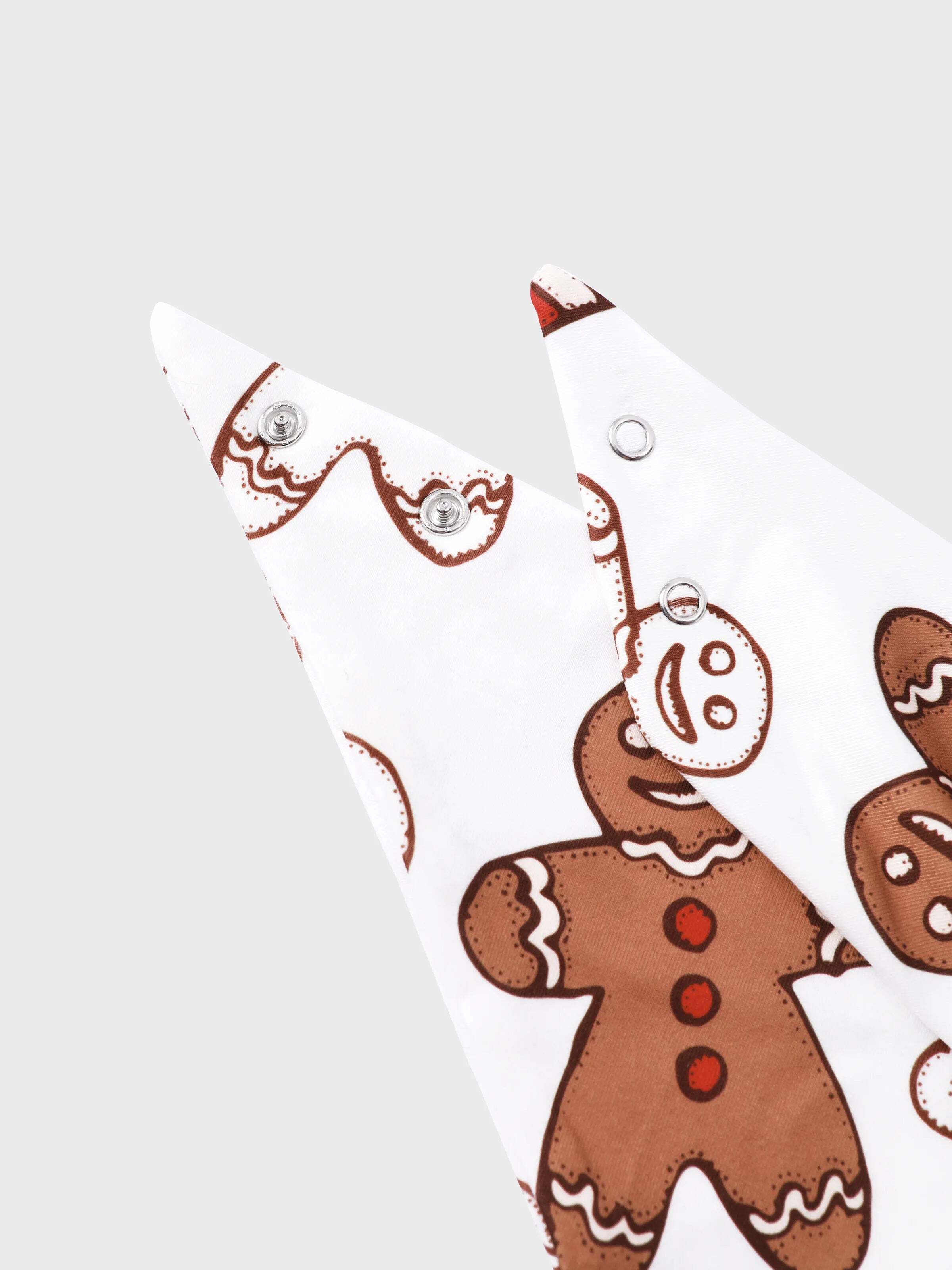 Christmas Family Matching Letter and Gingerbread Man Print Long-sleeve Pajamas Sets with Christmas Socks Khaki