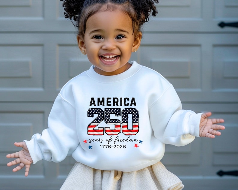 United States of America 250th Anniversary Kids Shirt - Patriotic Flag 4th of July Toddler Tee