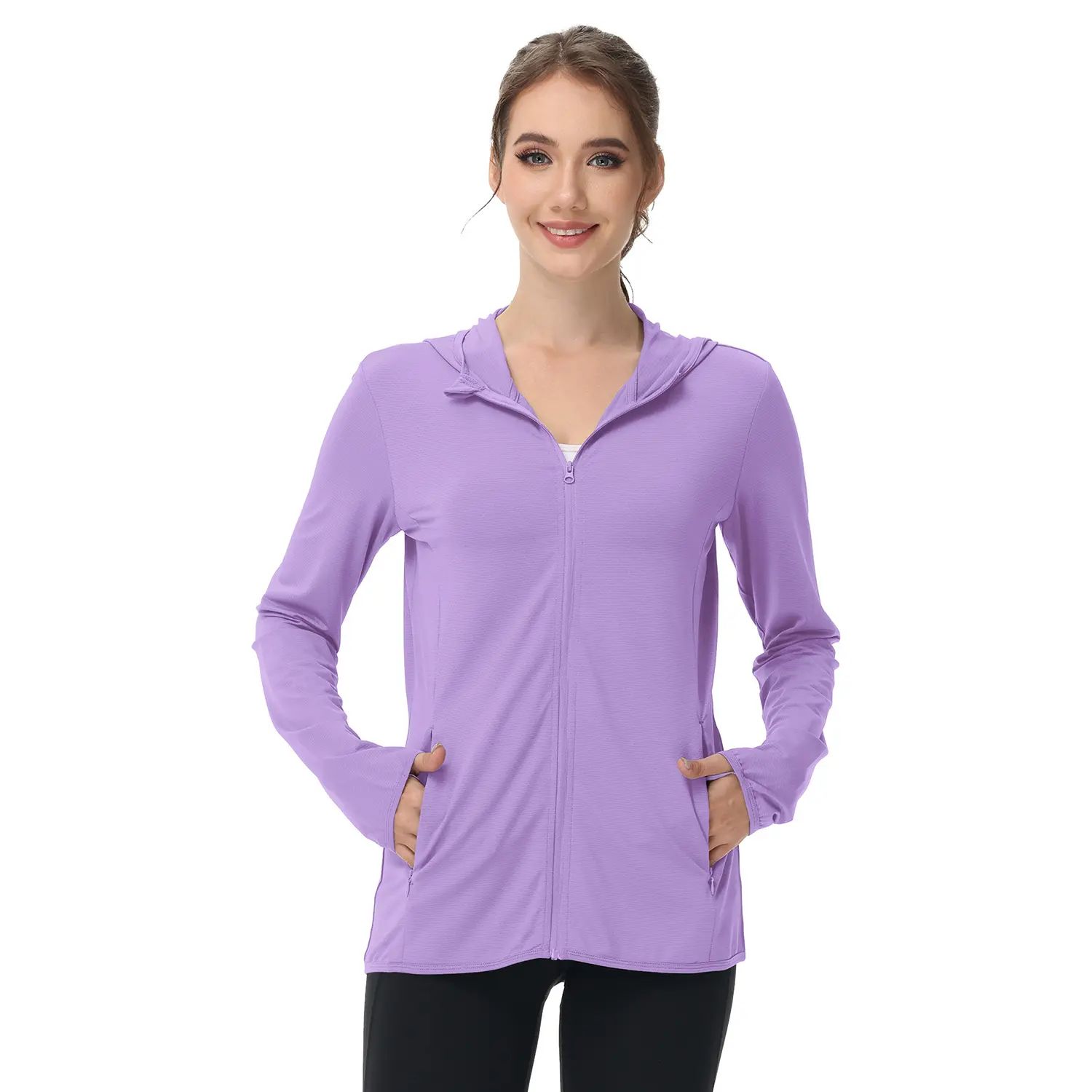 Women's Lightweight Long-Sleeved Sunscreen Hoodie Jacket - Full-Range Large Elastic