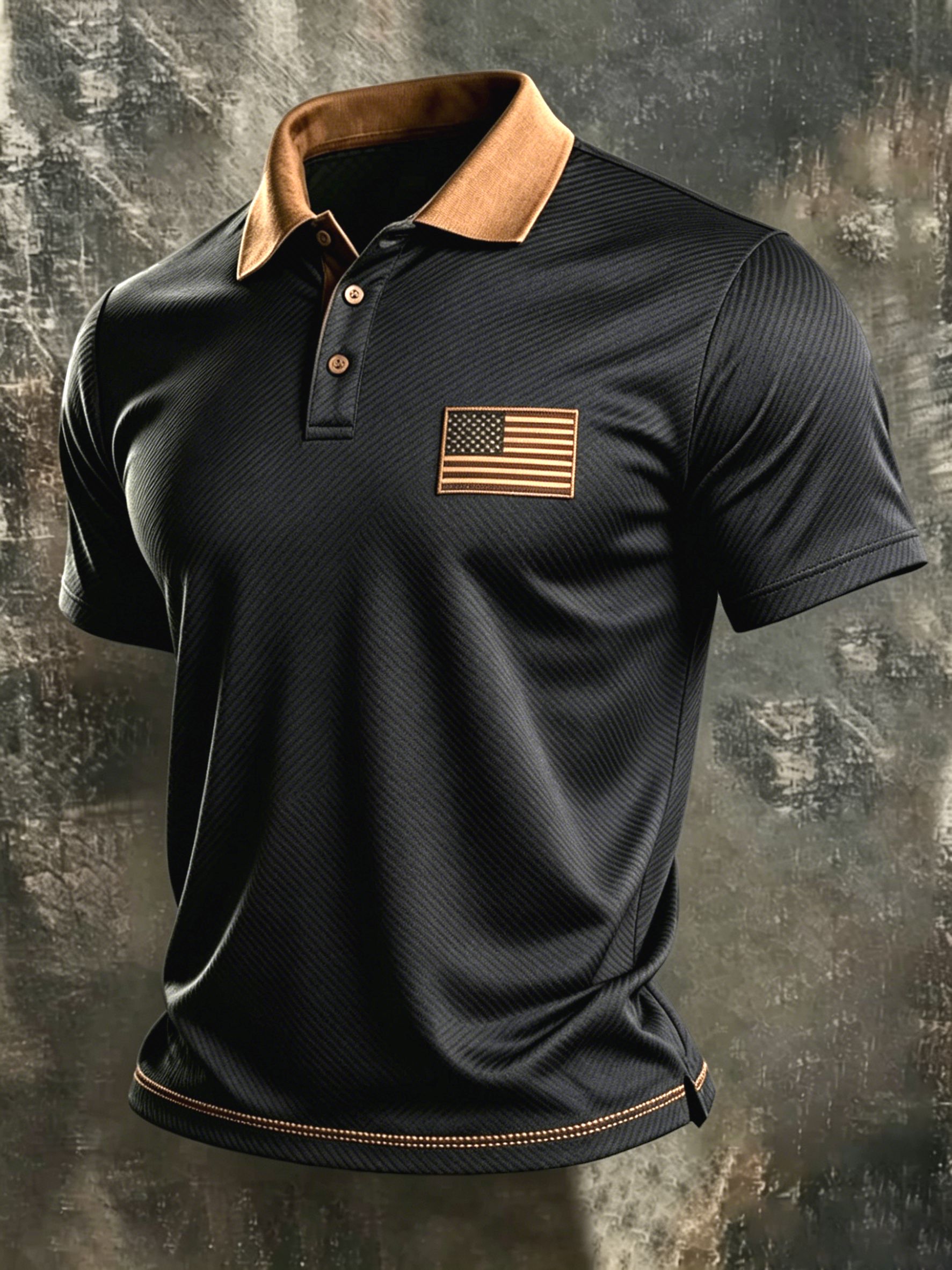 Men'S America Flag Print Casual Polo Shirt