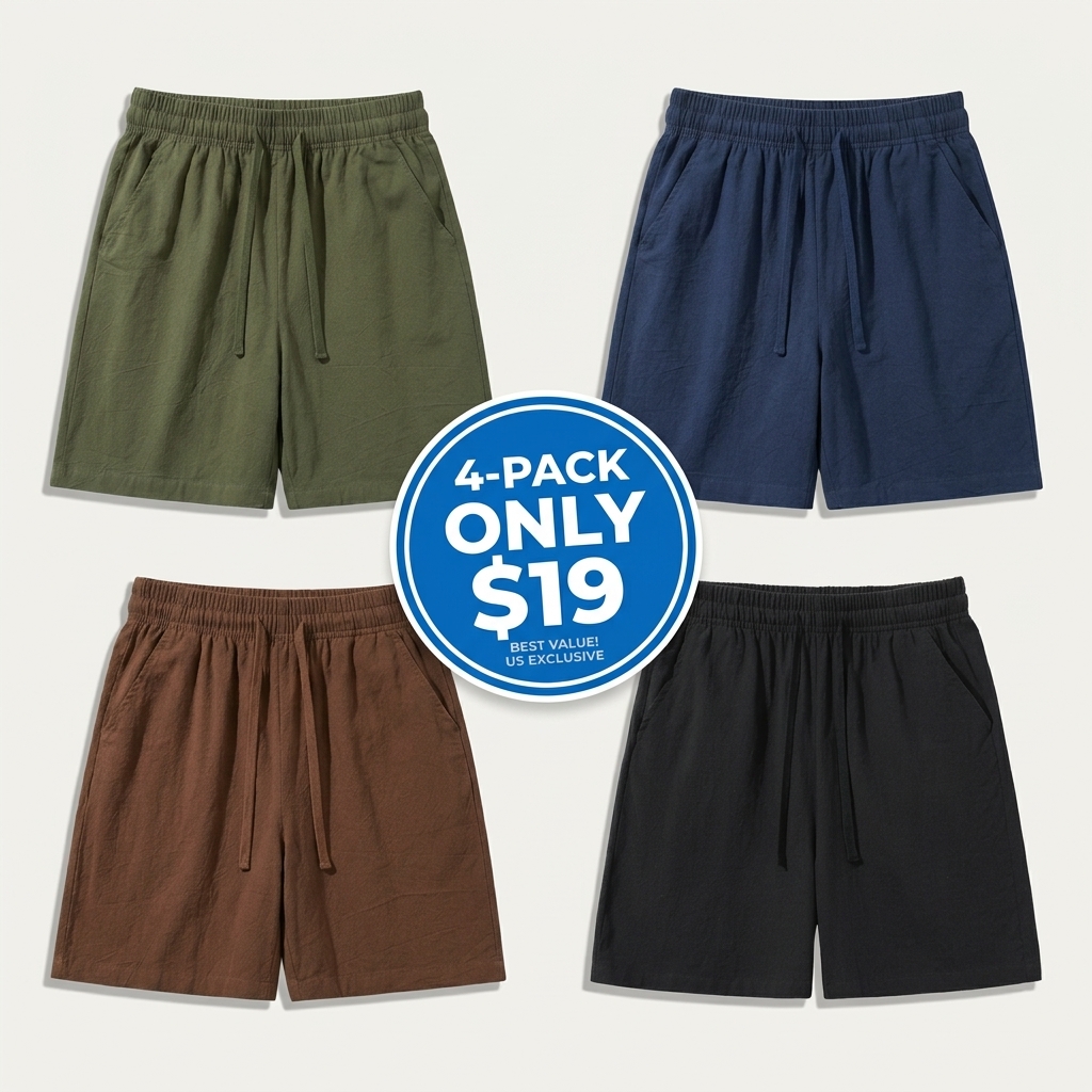 Unisex Cotton Linen Beach Shorts