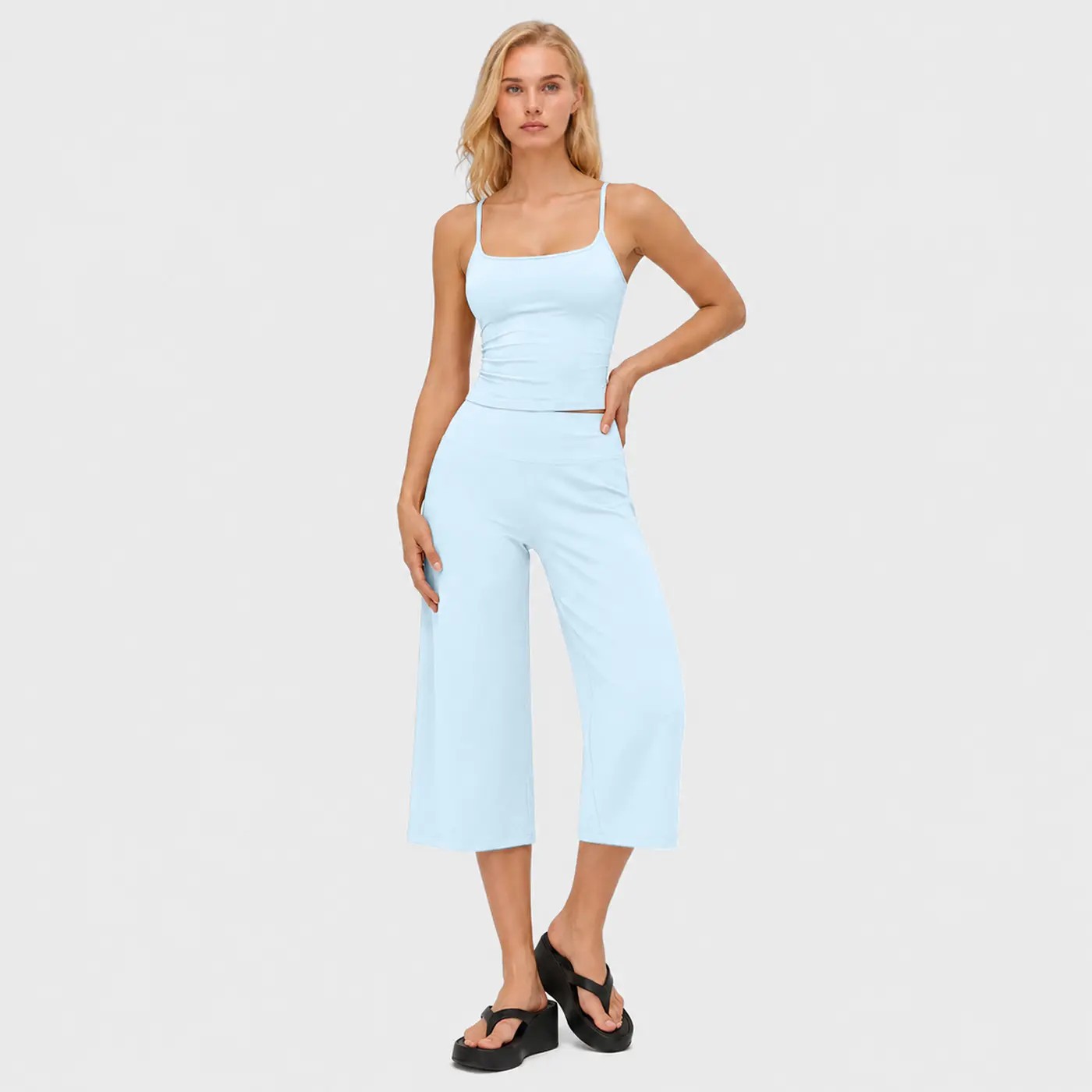 Women's 2-Piece Athleisure Workout Set – Slimming Camisole Tank & High Waisted Quick-Dry Shorts