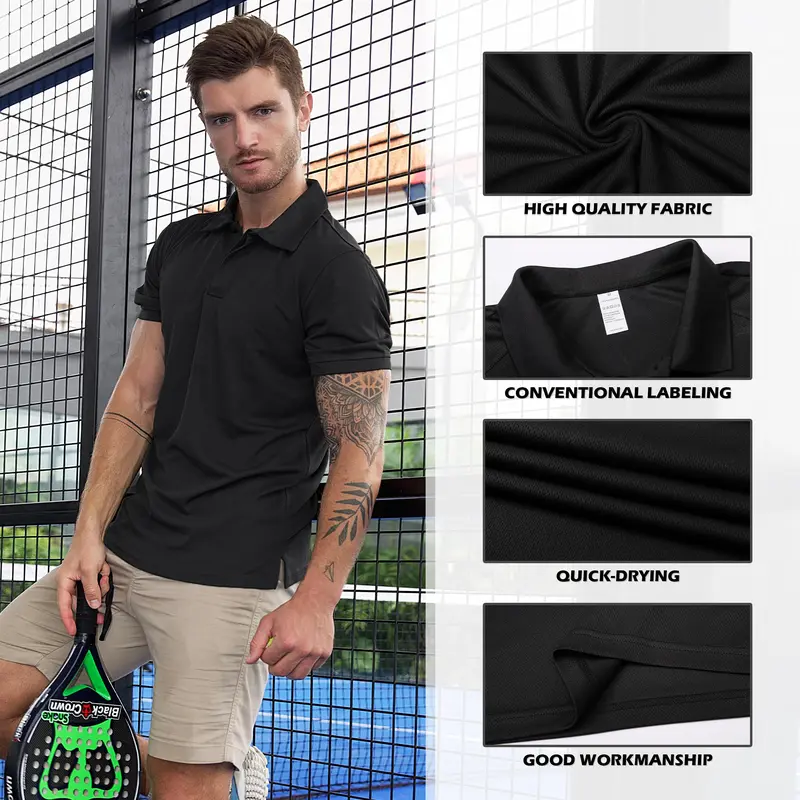 [We recommend sizing up] Men's Solid-Color Sports Polo Shirt
