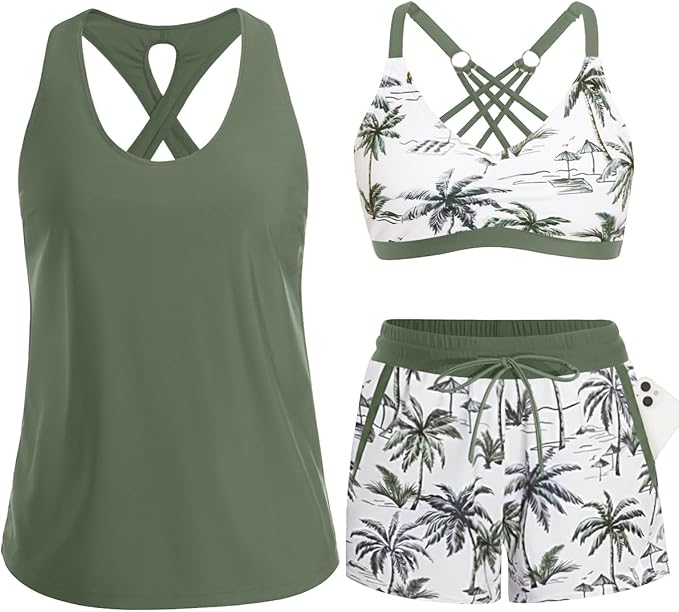 ⏰LAST DAY 90% OFF - 3 Piece Tankini with Shorts 🔥