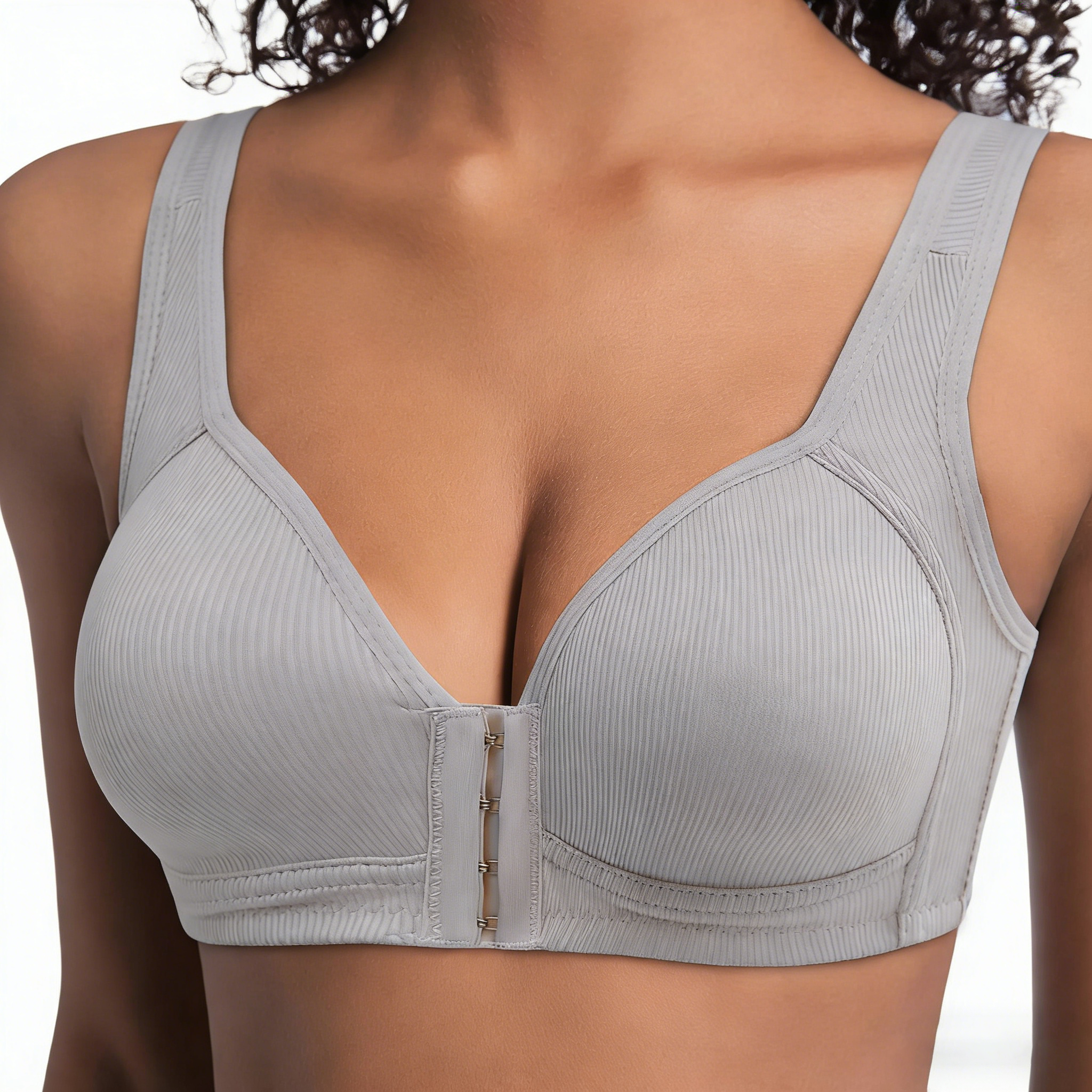 Women's Front Closure Cross Back Wireless Bra