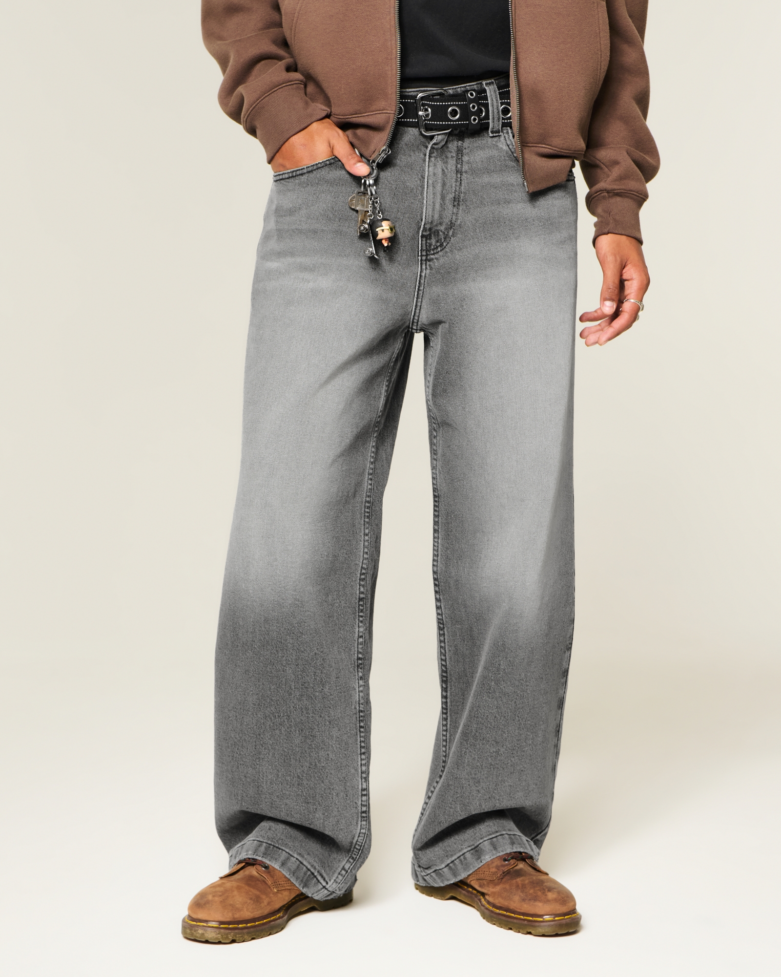 Dark Wash Logo Embroidery Super Baggy Jeans