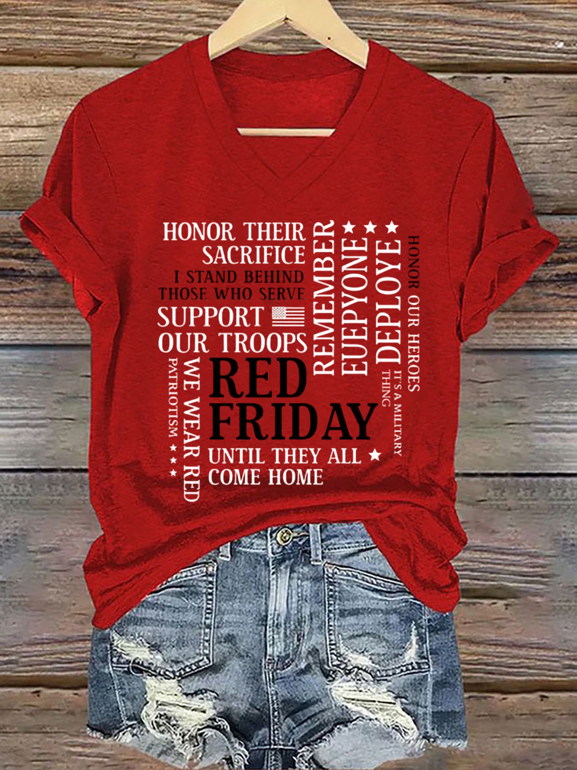 Women's Red Friday Print T-shirt