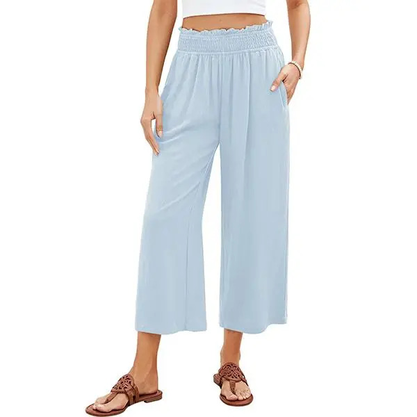 Women's Linen Cropped Wide-Leg Pants