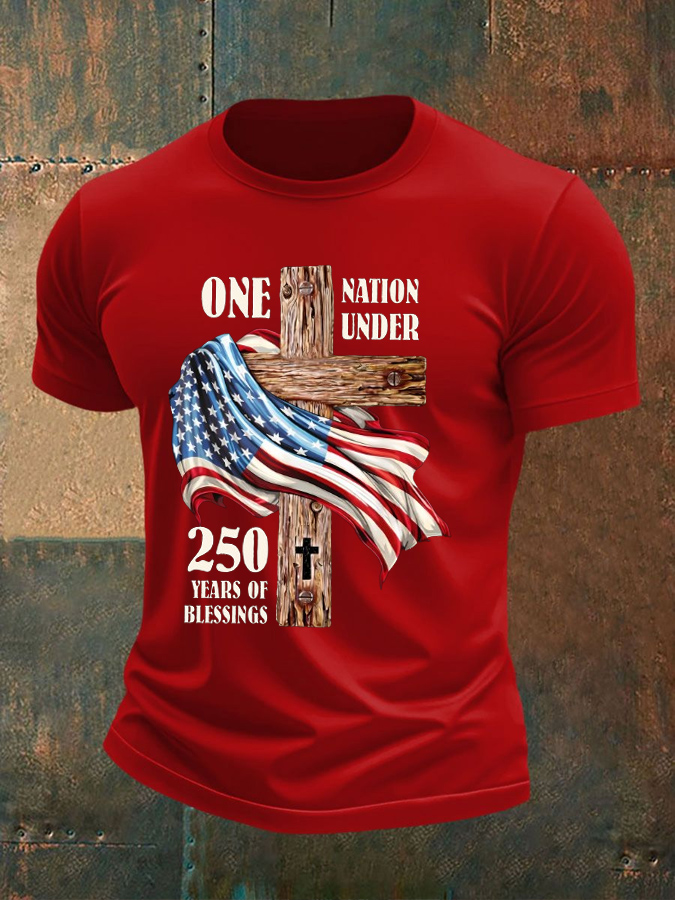 Men'S One Nation Under God 250 Years  T-Shirt