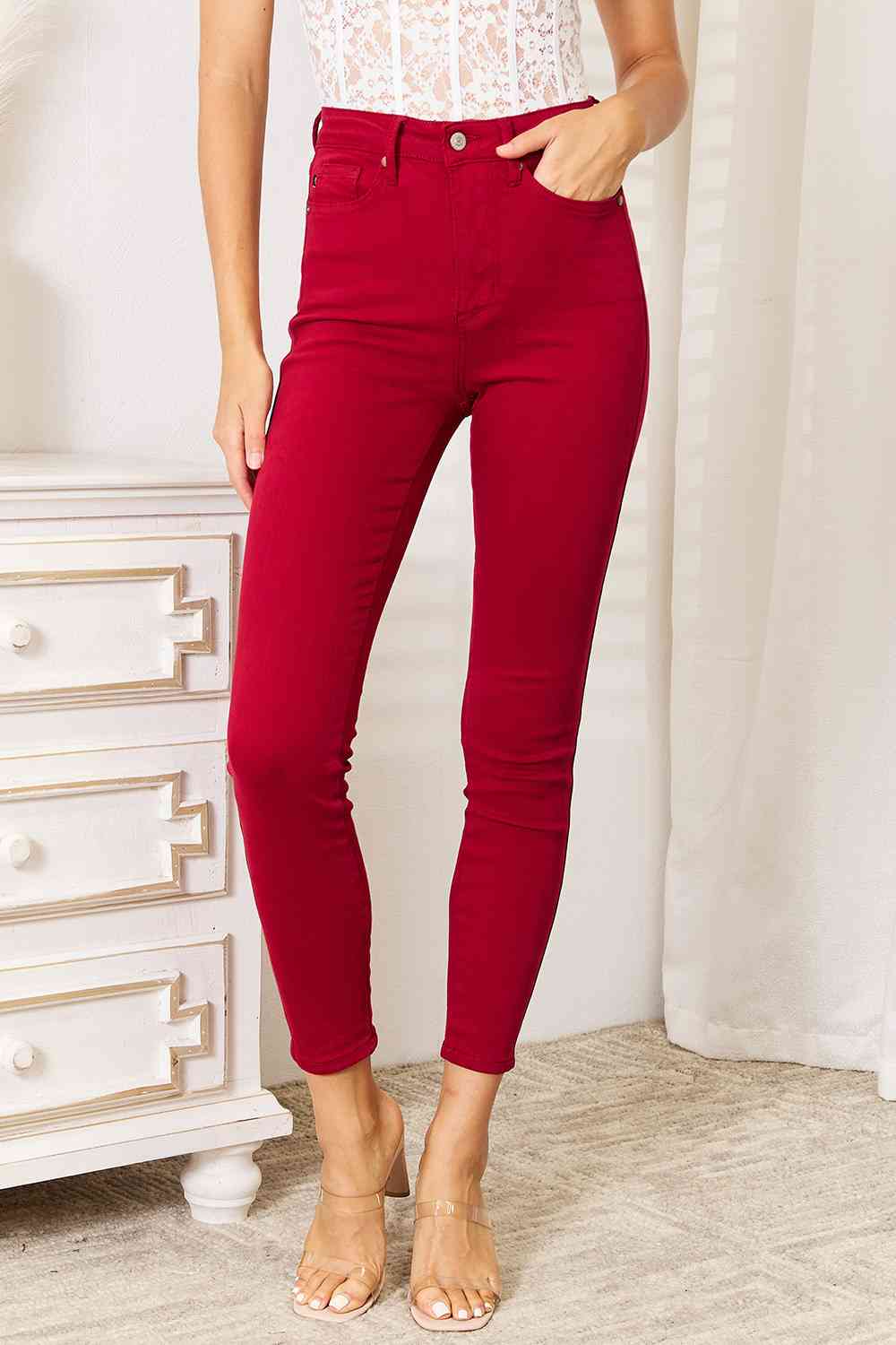 Blue Full Size High Waist Tummy Control Skinny Jeans