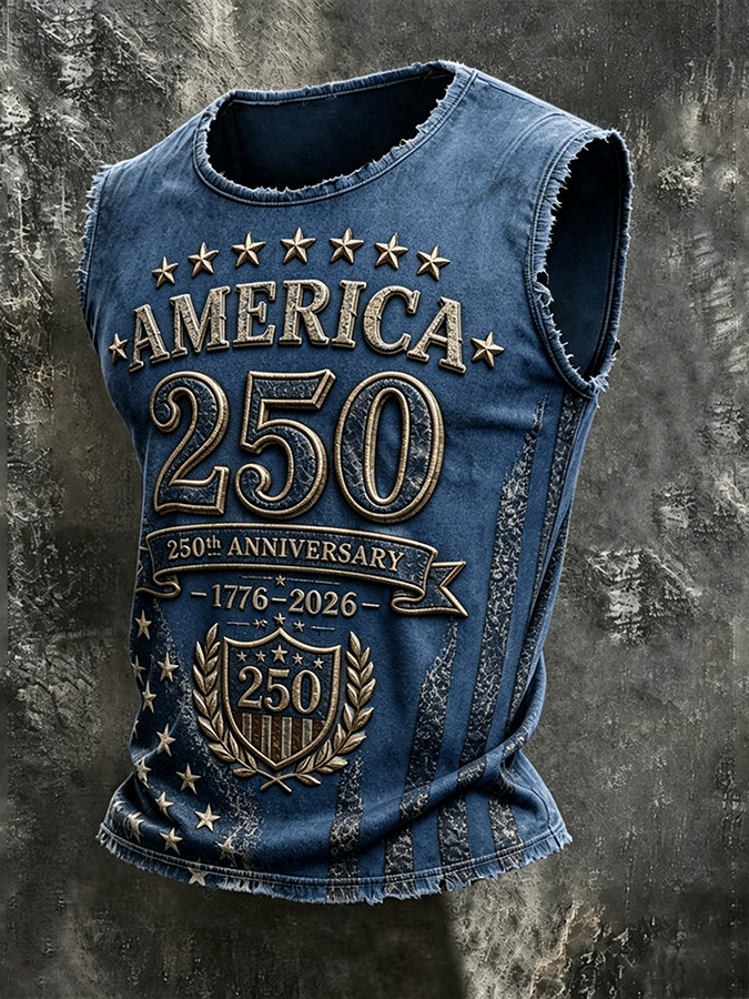 Men's 250th Anniversary Print Crew Neck Vest