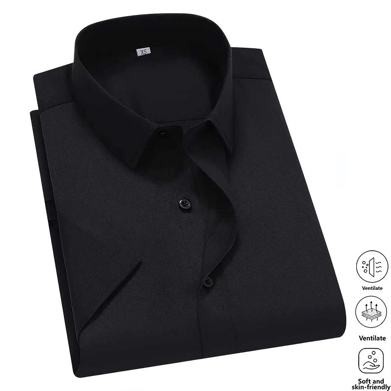 Men's Solid-Color Dress Shirts (5-Pack) — Crafted from skin-friendly, breathable, and wrinkle-resistant, non-iron fabric