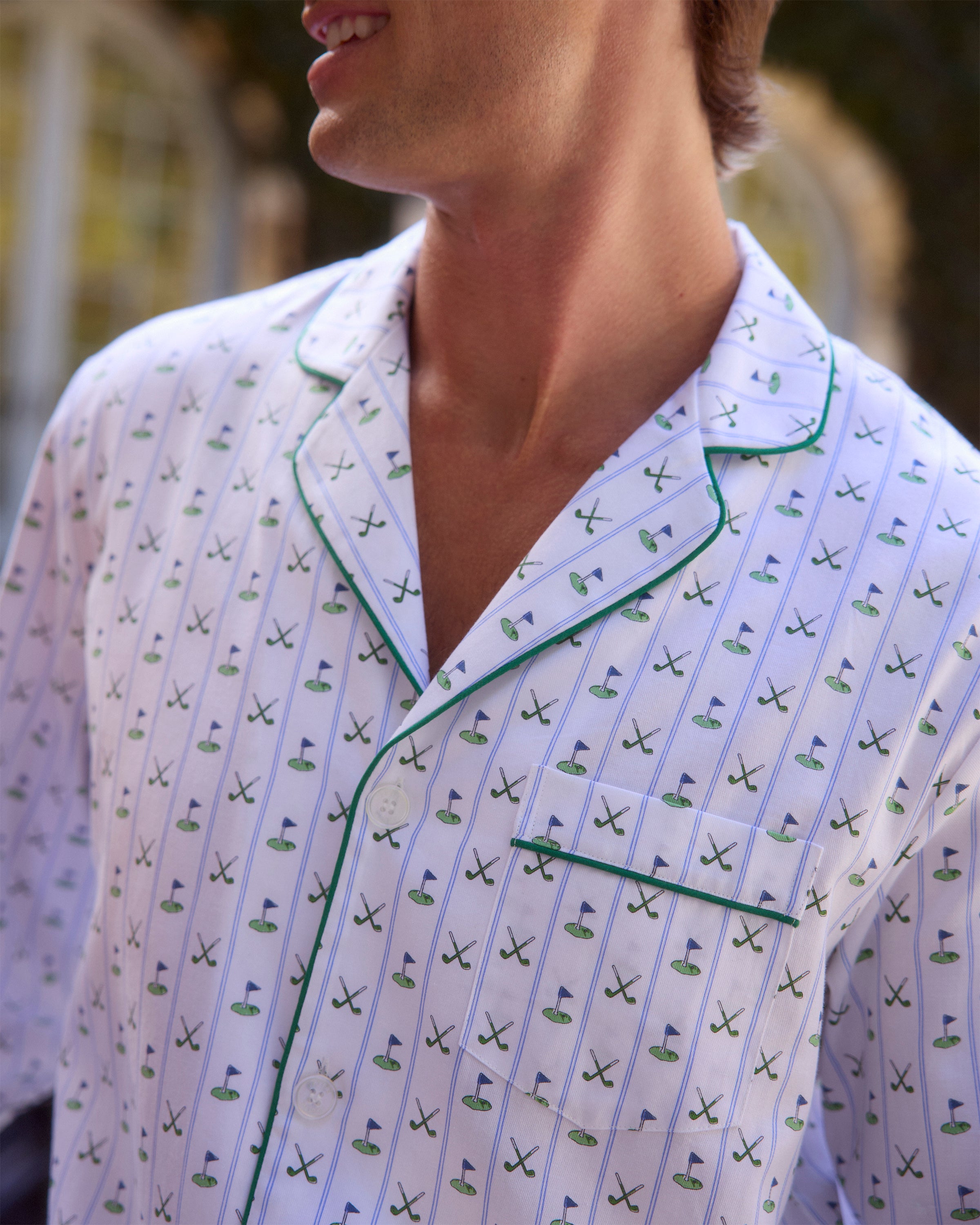 Men's Twill Pajama Set in Fairway Stripe