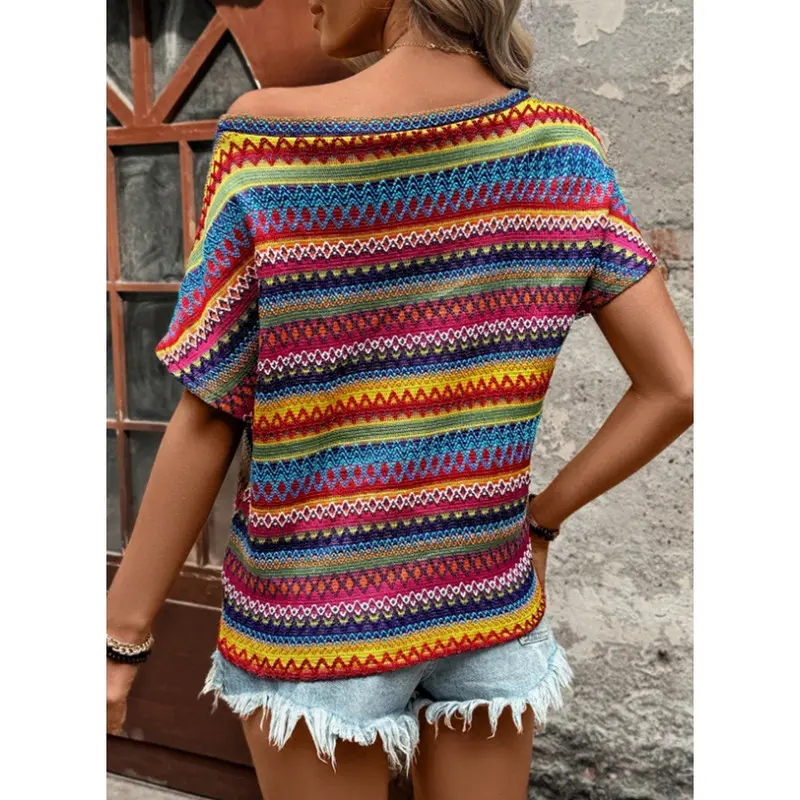 Summer Womens Tops for Women 2026 Trendy Fall Cute Crop Tops Striped Shirts Crewneck Womens Blouses Dressy Casual Business Fashion Vacation Outfits Resort Wear Ladies Loose Fit