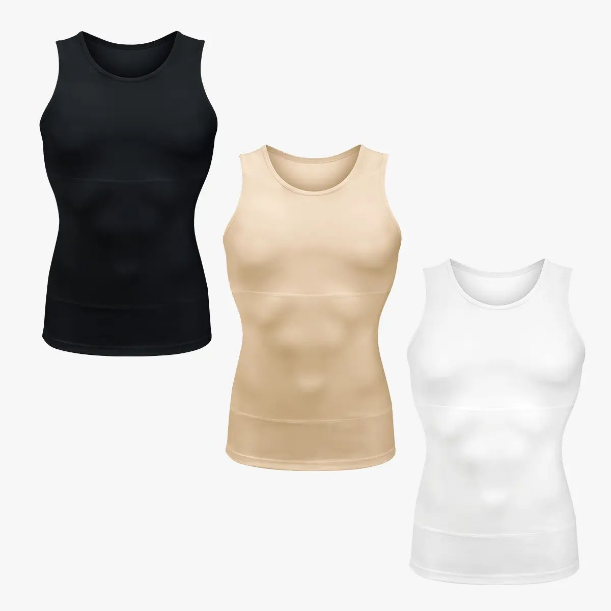 Men’s Silky Soft Compression Shapewear Tank, Slimming Body Shaper Vest with Waist & Chest Support