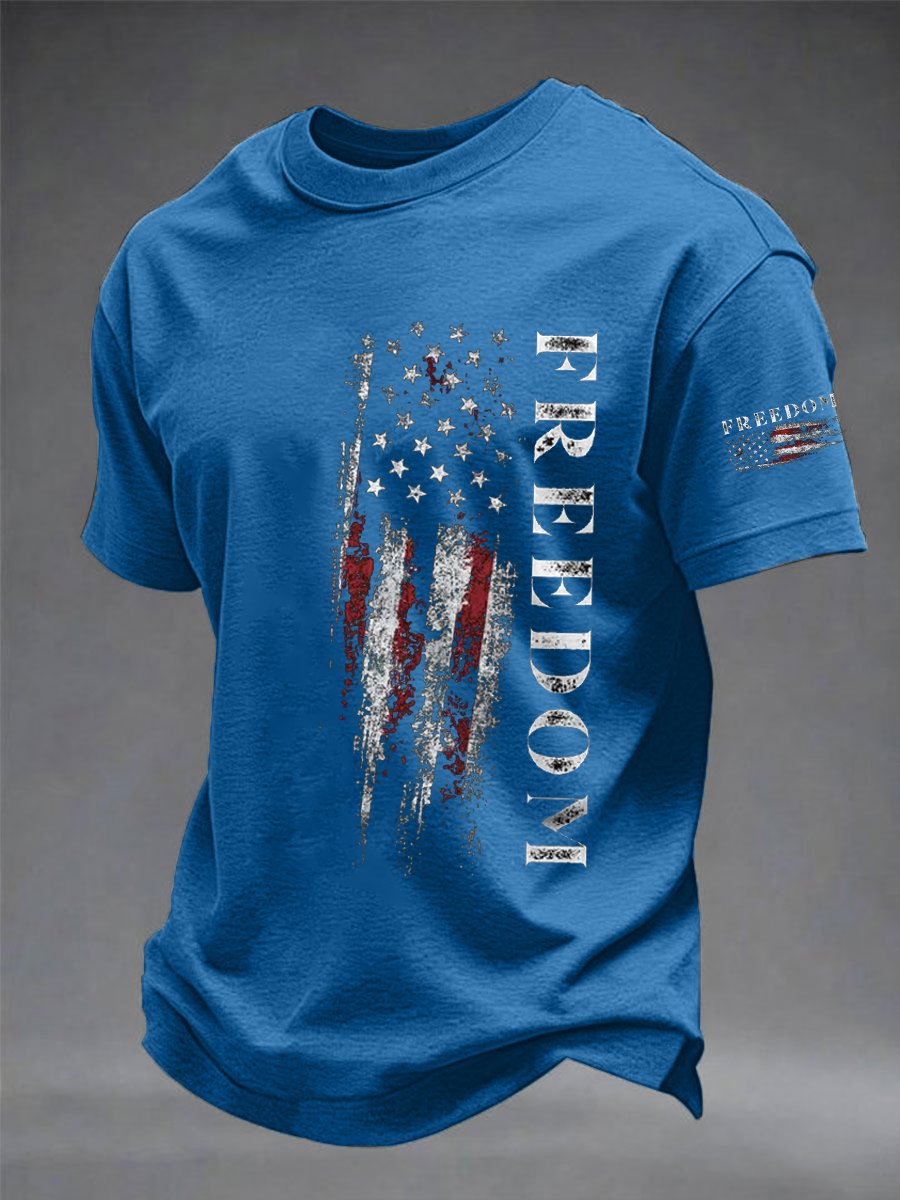 Men's America Freedom Flag Print Casual T-Shirt