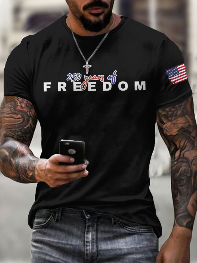 Men'S Casual Cotton And Linen Round Neck Printed T-Shirt