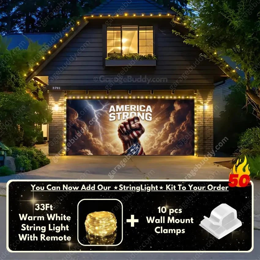 America Strong | Patriotic Garage Door Cover