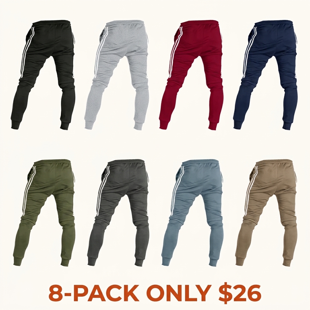 Men's long sweatpants (extending past the ankle) featuring a side-stripe design, combining casual style with comfort.