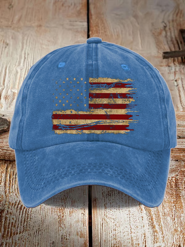 Unisex Distressed Washed Cotton Print Hat