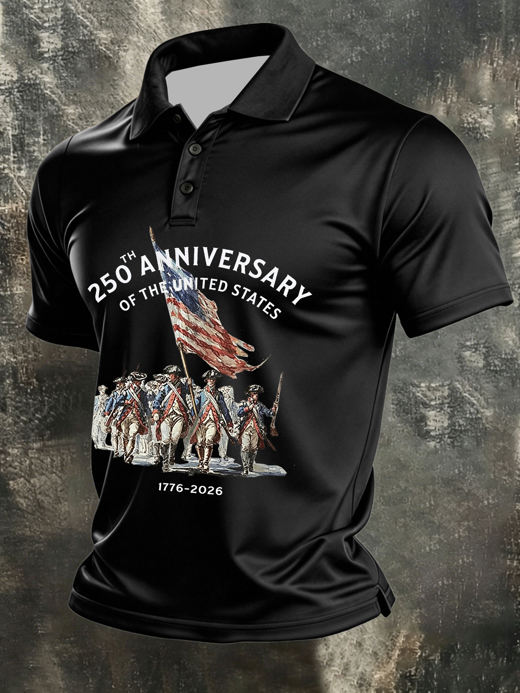 Men's America 250th Anniversary Print Casual Polo Shirt