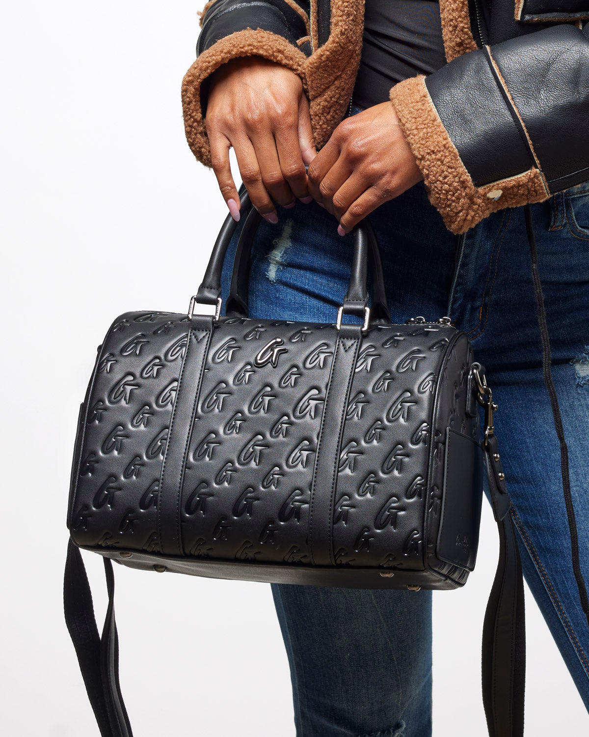 LARGE MONOGRAM GAL BOSTON BAG - BLACK