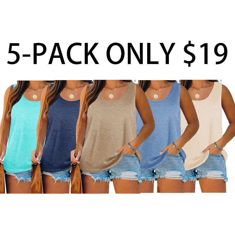 Plus Size Tank Tops for Women Summer Sleeveless Scoop Neck T-Shirts Tops