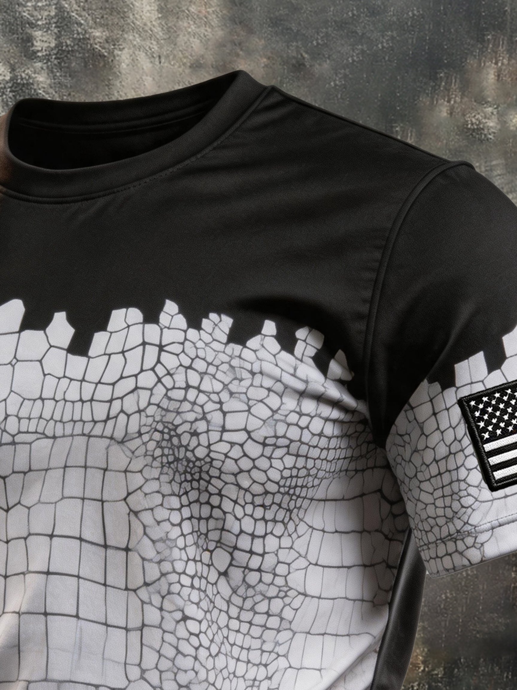 Men's Vintage Patriot Color Block Print Short Sleeve T-Shirt