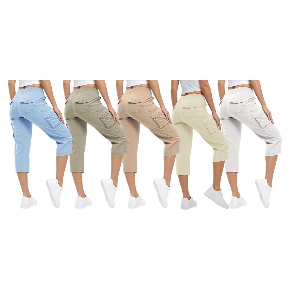Women's Quick-Dry Hiking Capris with 6 Pockets – Lightweight Cargo Outdoor Shorts