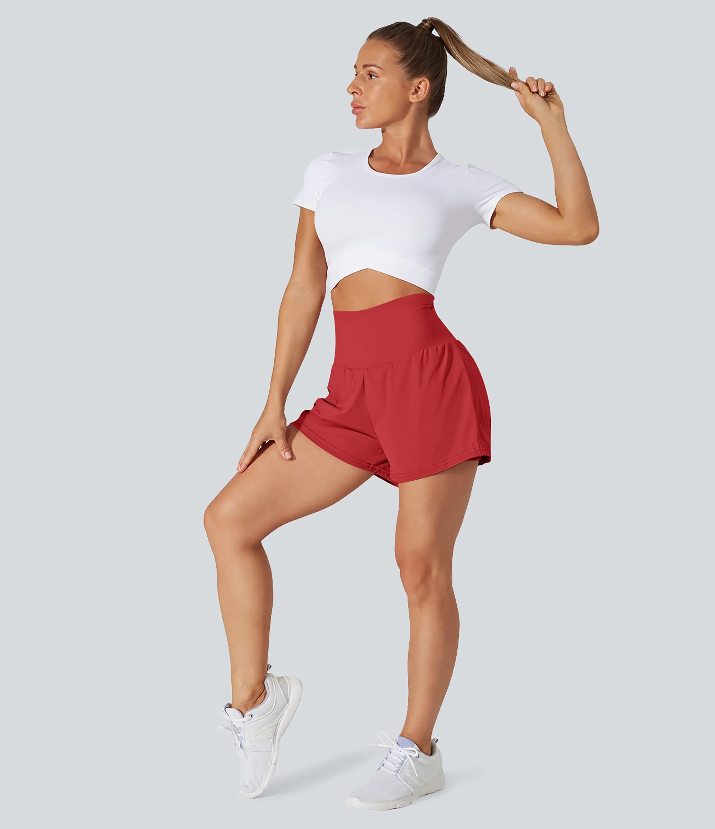 Super High Waisted Back Pocket & Side Hidden Pocket 2-in-1 Yoga Shorts 3