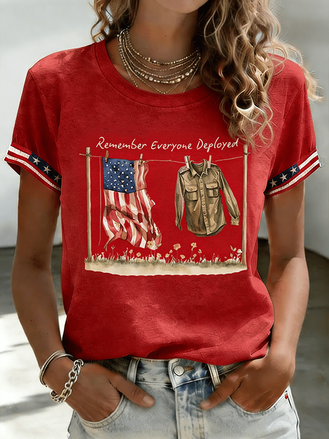 Women's Red Friday Art Print Casual T-shirt