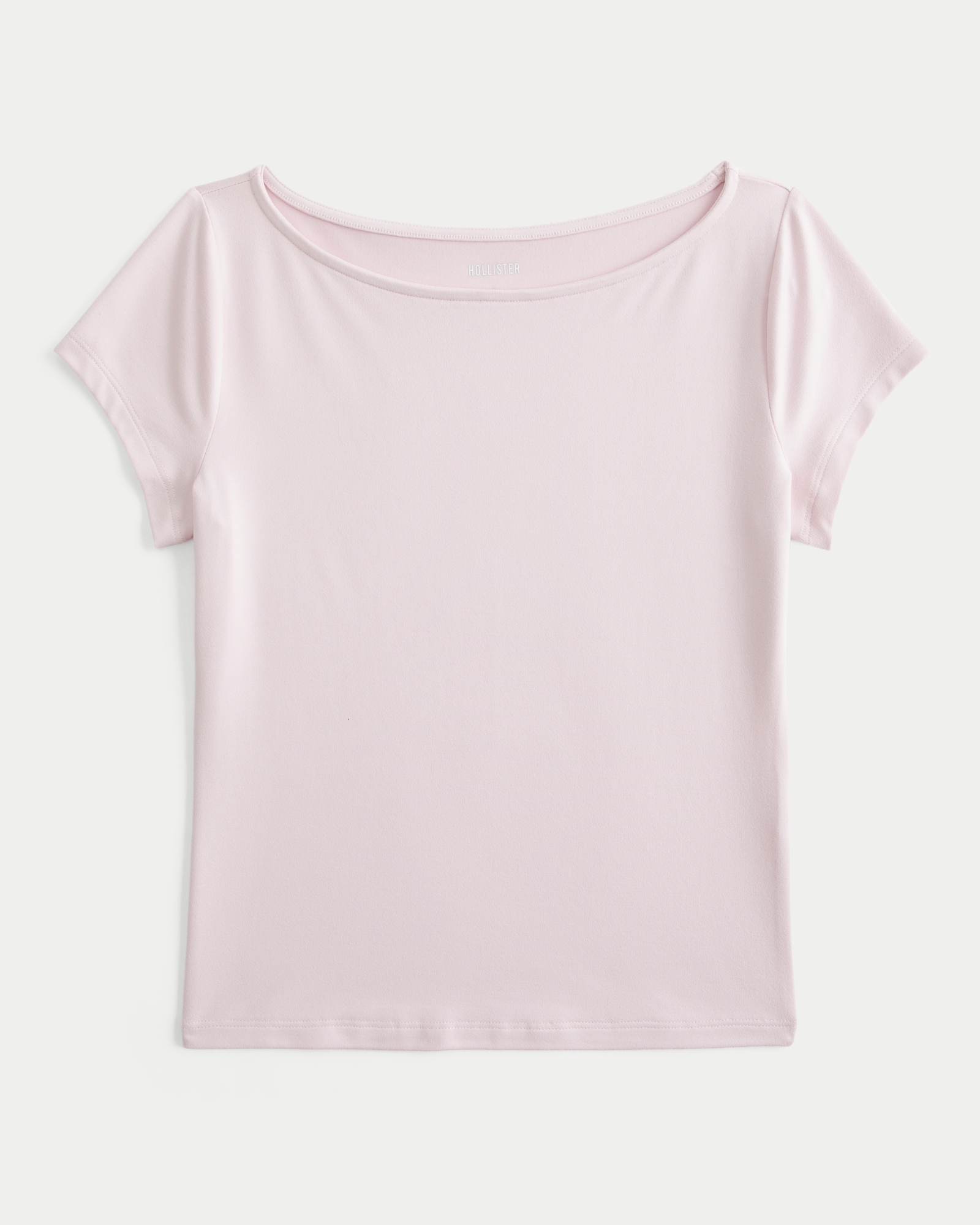 Short-Sleeve Seamless Fabric Slash-Neck T-Shirt