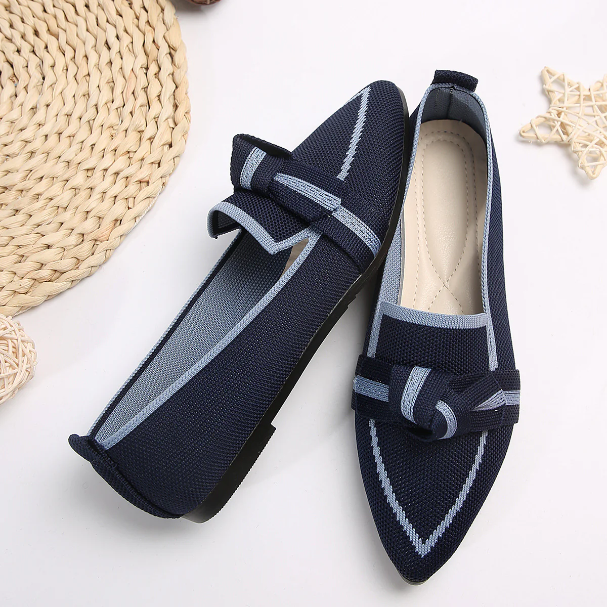 Point Toe Mesh Flat Slip-Ons  (multiple color options)