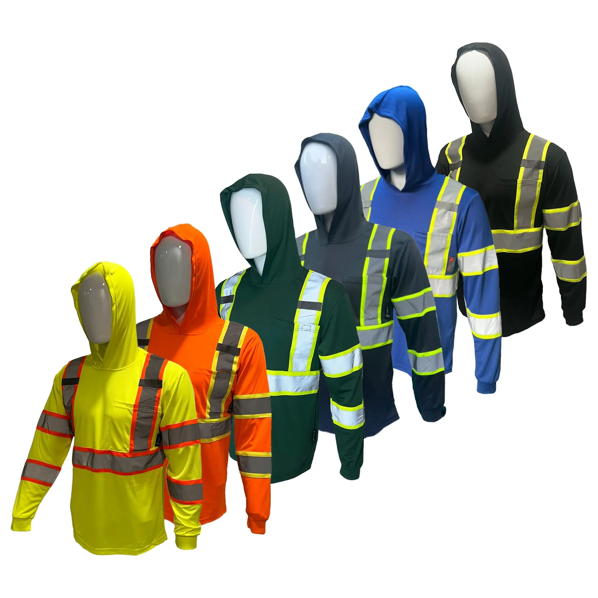🦺6-Pack Hi-Vis Performance Work Hoodie Shirts (Quick-Dry & Breathable)