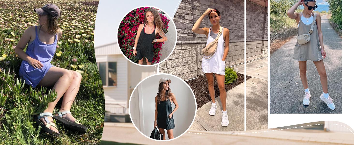 ⚡Mother's Day Sale🔥 Women's Summer Sleeveless Mini Dress with Built-in Shorts