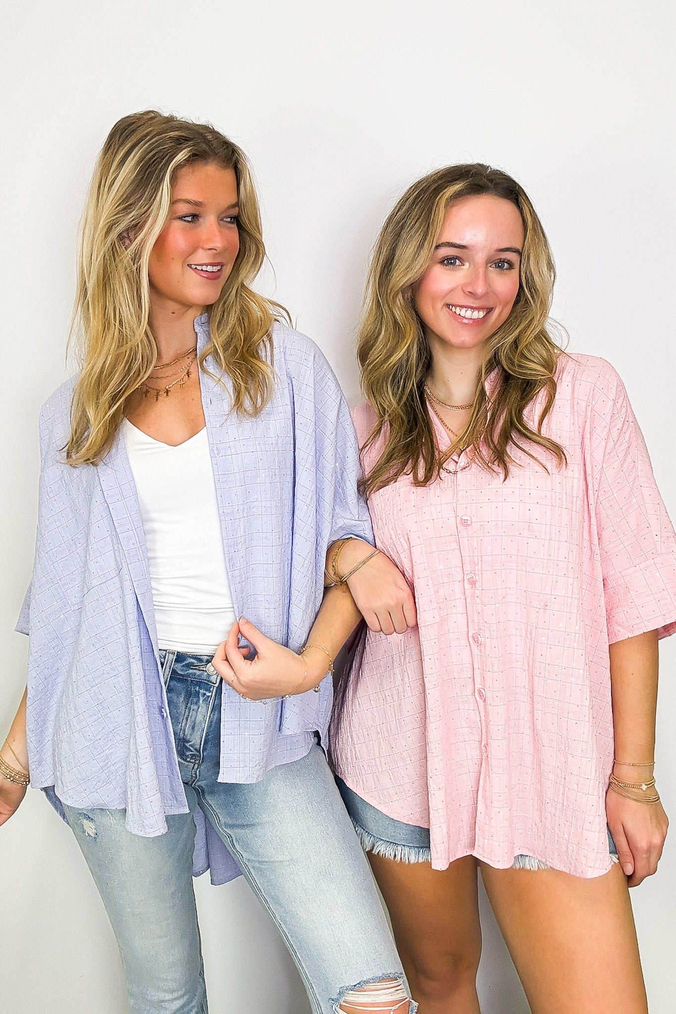 Rhinestone Embellished Button Down Top