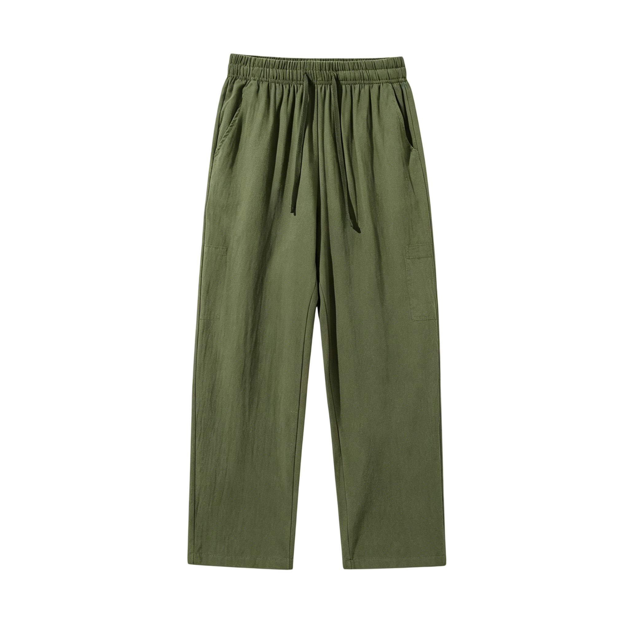 100% Cotton Linen Pants for Men & Women, Summer Casual Elastic Waist Drawstring Wide Leg Breathable Trousers